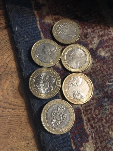 Job lot two pound coins - job, 6x